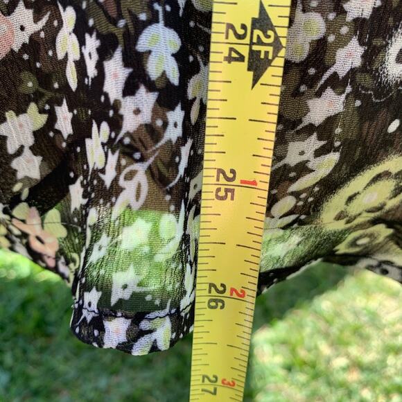 Fire Los Angeles Black Sheer Floral Top Size Small - Picture 5 of 7
